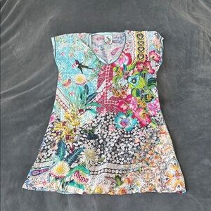 Johnny Was Colorful Floral Top